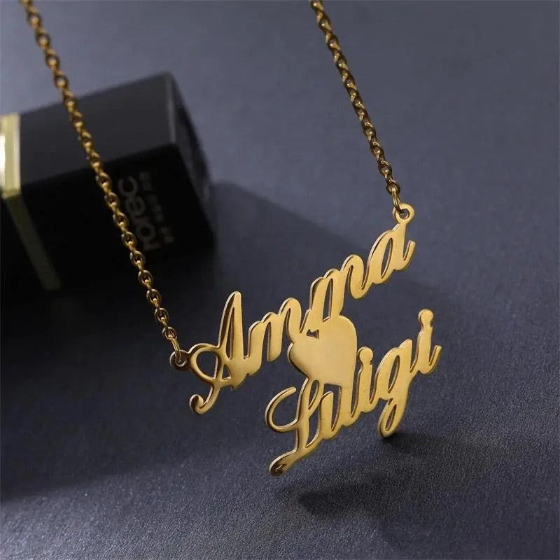 Custom Couple Name Necklace with Heart