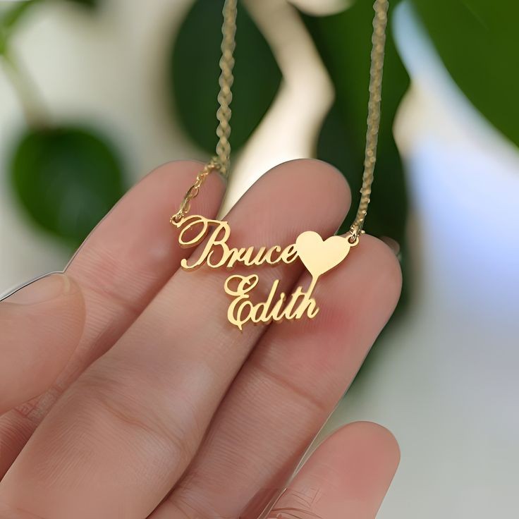 Custom Double Name Necklace with Heart