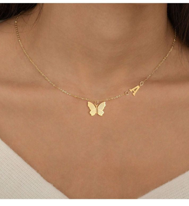 Butterfly & Heart Name Necklace